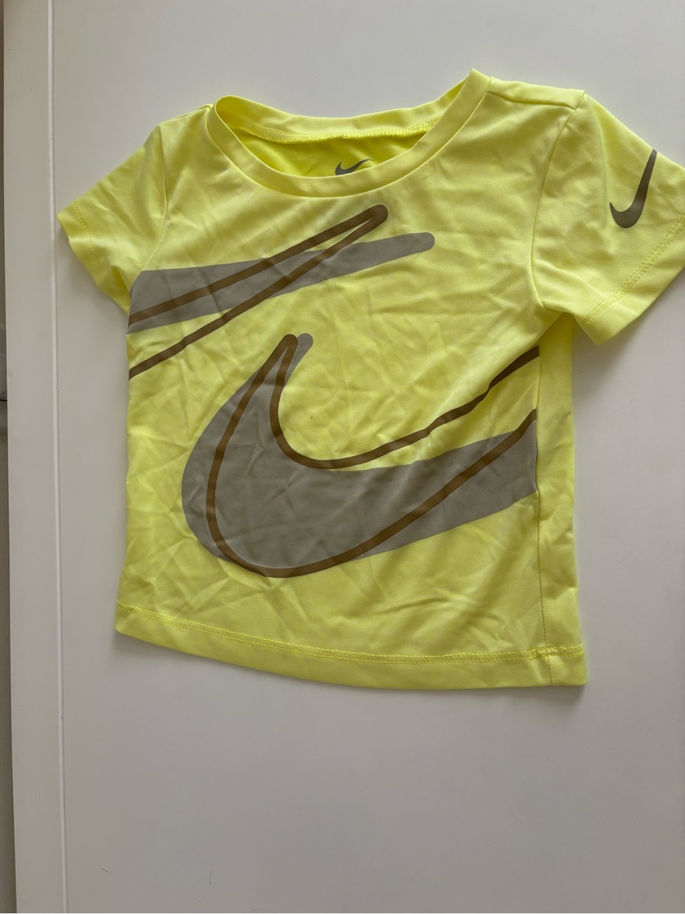 Nike Kids Neon Yellow Graphic Swoosh Tee